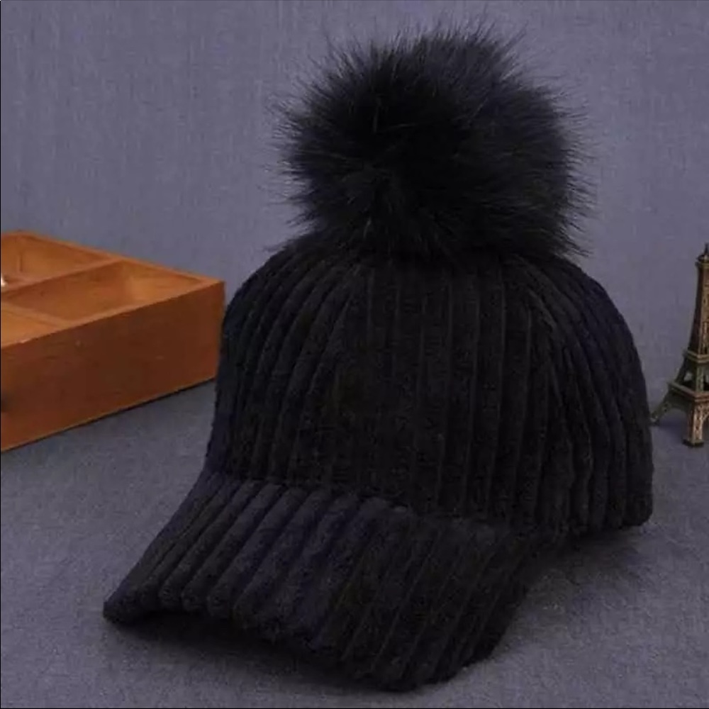 Velvet Cap with Pom Pom - Picture 7 of 8